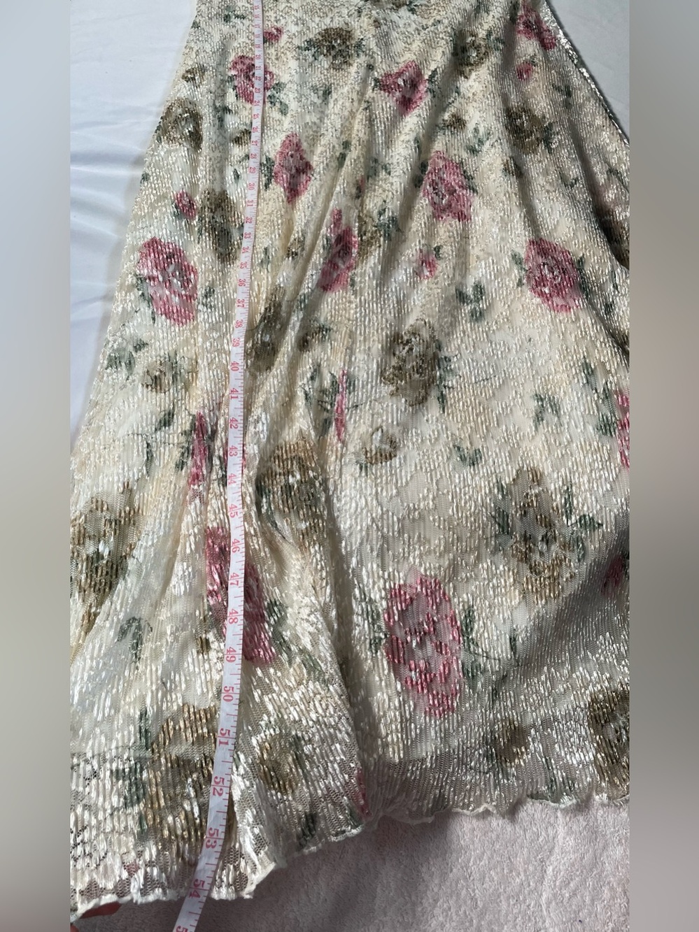 90s Vintage Ronni Nicole White Pink Floral Lace Maxi Dress Size 16 Cottagecore - Picture 6 of 6